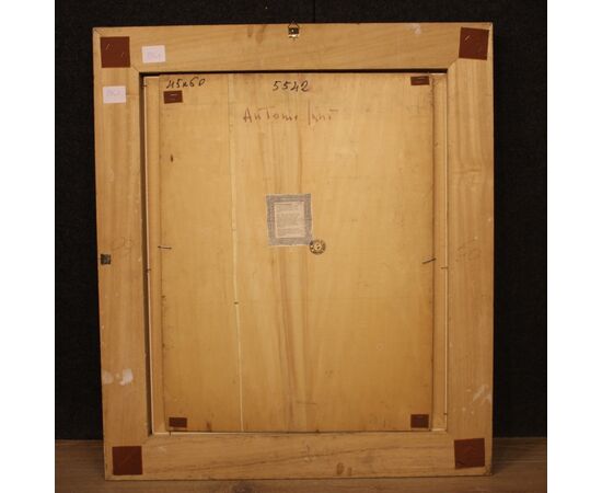 Dipinto italiano scena popolare con personaggi del XX secolo