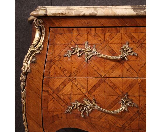 French inlaid Louis XV style chest of drawers from 20th century