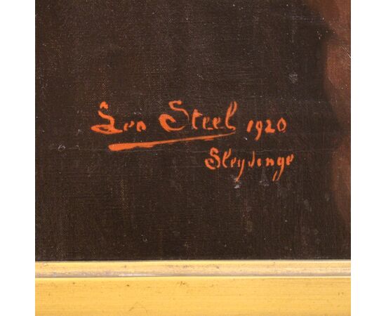 Dipinto belga ritratto di signora datato 1920