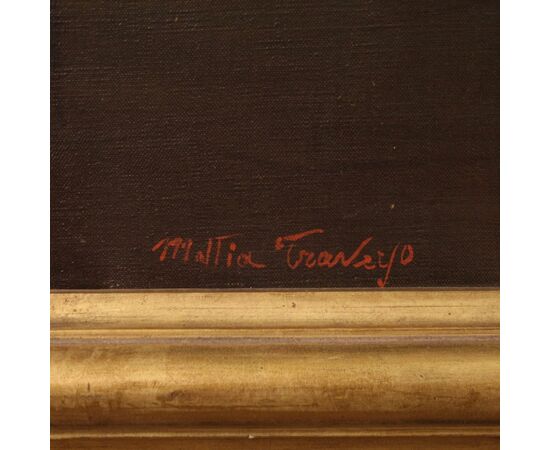 Dipinto italiano scena popolare firmato Mattia Traverso