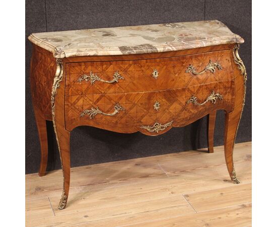 French inlaid Louis XV style chest of drawers from 20th century