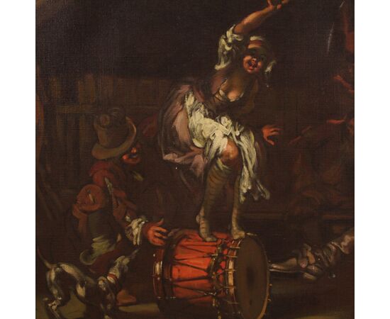 Dipinto italiano scena popolare firmato Mattia Traverso