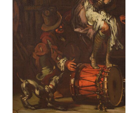 Dipinto italiano scena popolare firmato Mattia Traverso