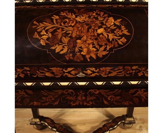 Inlaid roll-top bureau in Napoleon III style