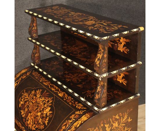 Inlaid roll-top bureau in Napoleon III style
