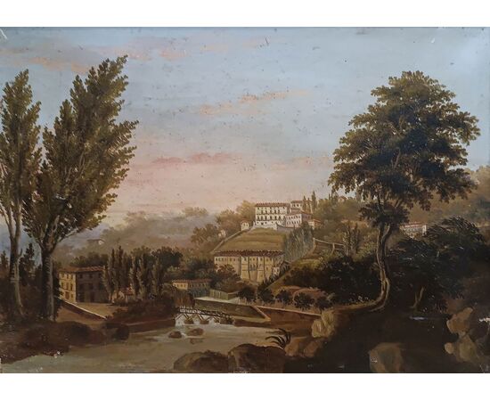 PAIR OF SMALL LANDSCAPE PAINTINGS ROMAN SCHOOL MID-18TH CENTURY