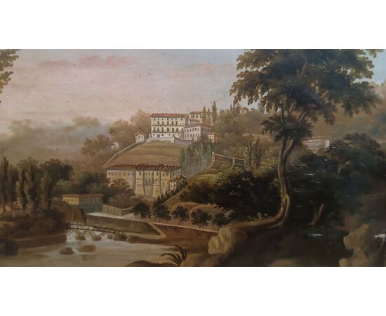 PAIR OF SMALL LANDSCAPE PAINTINGS ROMAN SCHOOL MID-18TH CENTURY