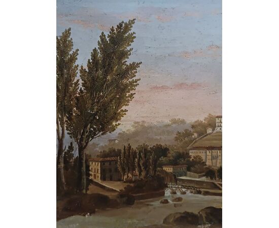 PAIR OF SMALL LANDSCAPE PAINTINGS ROMAN SCHOOL MID-18TH CENTURY
