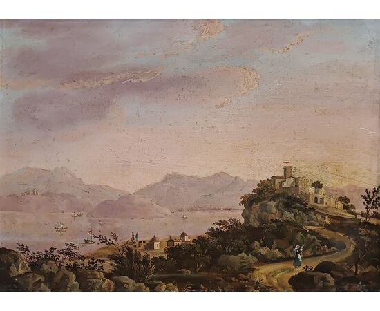 PAIR OF SMALL LANDSCAPE PAINTINGS ROMAN SCHOOL MID-18TH CENTURY