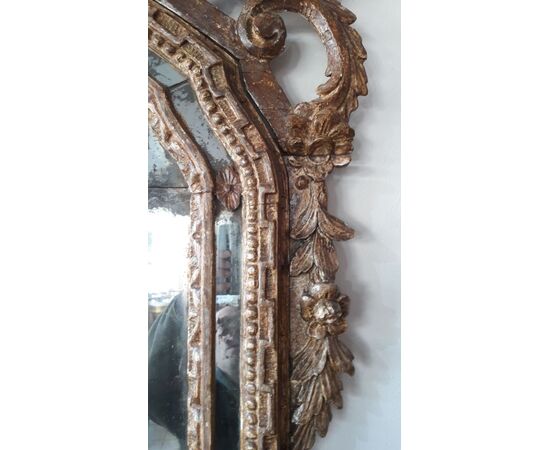 Mirror Piedmontese carved and silver