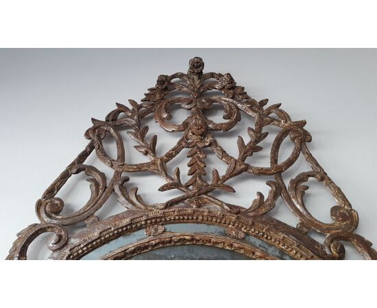 Mirror Piedmontese carved and silver