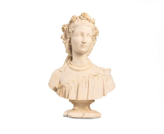 Francesco Romano (Milano, 1833 - 1875)  "Giovinetta con corona di fiori"