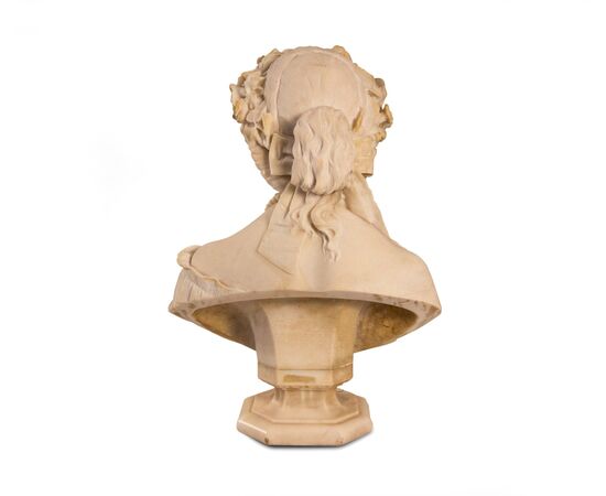 Francesco Romano (Milano, 1833 - 1875)  "Giovinetta con corona di fiori"