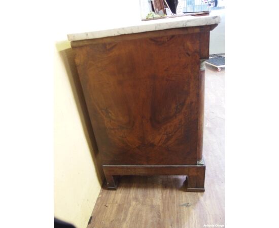 CASSETTONE LASTRONATO IN NOCE STILE IMPERO PIEMONTESE   cm L123xP63xH95