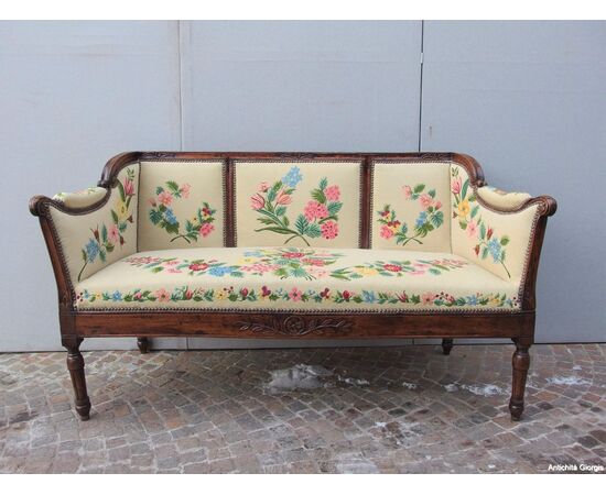 DIVANO IN NOCE STILE LUIGI XVI EPOCA 800