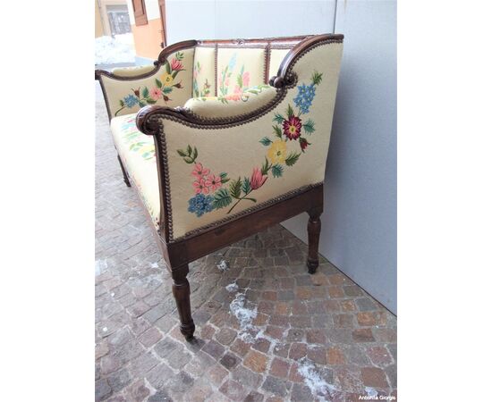 DIVANO IN NOCE STILE LUIGI XVI EPOCA 800