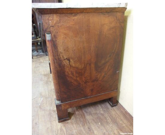 CASSETTONE LASTRONATO IN NOCE STILE IMPERO PIEMONTESE   cm L123xP63xH95