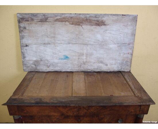 CASSETTONE LASTRONATO IN NOCE STILE IMPERO PIEMONTESE   cm L123xP63xH95