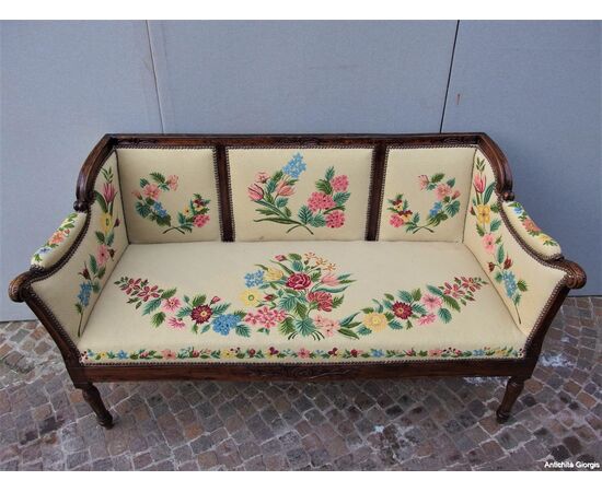 DIVANO IN NOCE STILE LUIGI XVI EPOCA 800