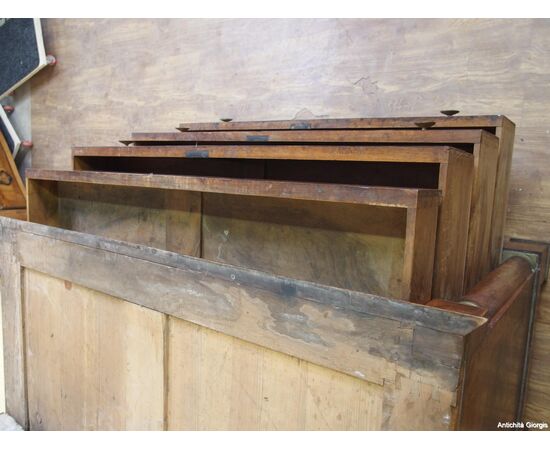 CASSETTONE LASTRONATO IN NOCE STILE IMPERO PIEMONTESE   cm L123xP63xH95