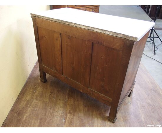 CASSETTONE LASTRONATO IN NOCE STILE IMPERO PIEMONTESE   cm L123xP63xH95