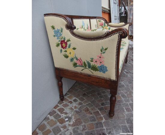 DIVANO IN NOCE STILE LUIGI XVI EPOCA 800