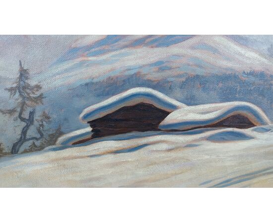 Winter view of Sassolungo, Dolomites