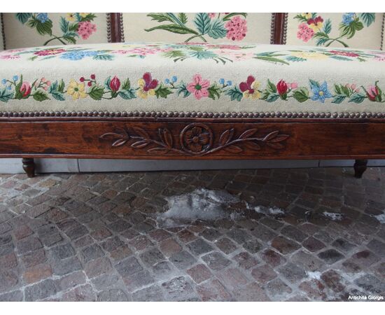 DIVANO IN NOCE STILE LUIGI XVI EPOCA 800