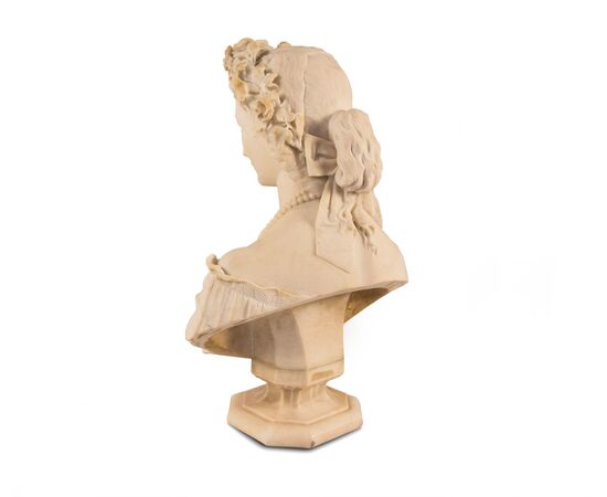 Francesco Romano (Milano, 1833 - 1875)  "Giovinetta con corona di fiori"