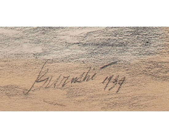 Duilio Barnabè (Bologna 1914 - French Alps, Chamonix-Mont-Blanc 1961), Drawing depicting airplanes in flight, 1939