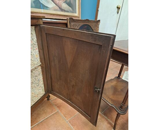 Pair of serpentine corner cabinets in blond walnut