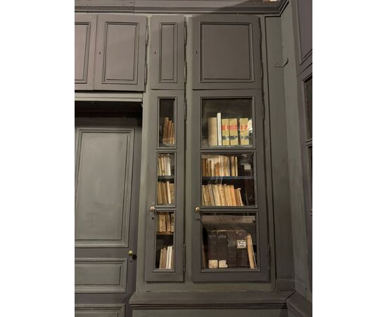 ARM258 - Mobile libreria laccato, epoca '800, misura metri lineari 4,10 x H 3,60 x P 1,60