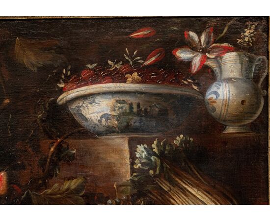 Coppia di grandi nature morte - Roma prima metà del '600 - Olio su tela