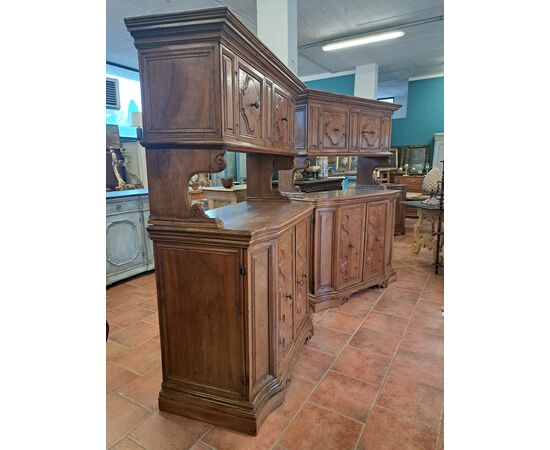 Pair of 17th-century sacristy cabinets in threaded walnut