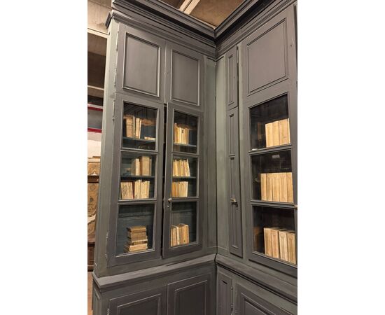 ARM258 - Mobile libreria laccato, epoca '800, misura metri lineari 4,10 x H 3,60 x P 1,60