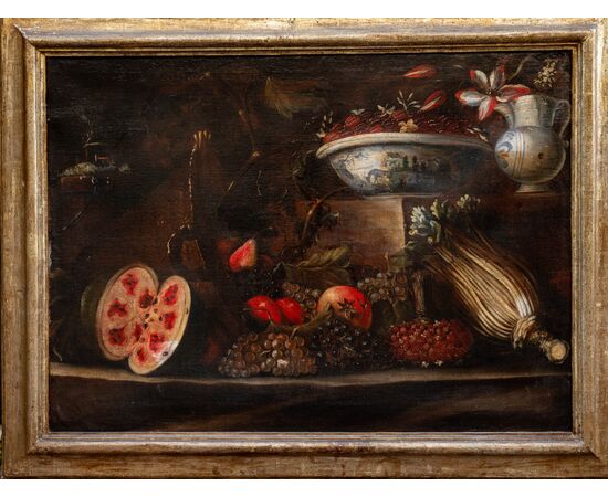 Coppia di grandi nature morte - Roma prima metà del '600 - Olio su tela