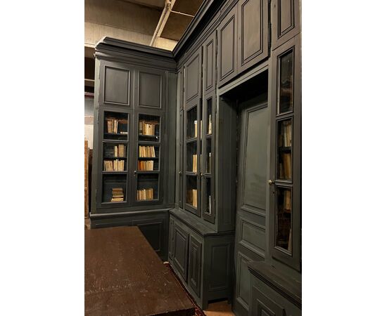 ARM258 - Mobile libreria laccato, epoca '800, misura metri lineari 4,10 x H 3,60 x P 1,60