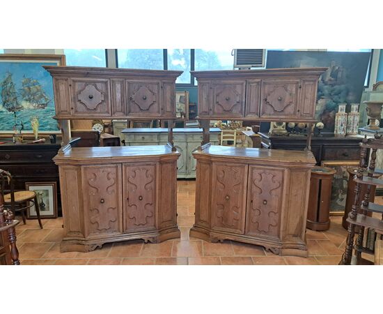 Pair of 17th-century sacristy cabinets in threaded walnut