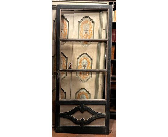 PTL720 - Lacquered glass door, double-sided, 19th century, opening cm W 90 x H 214