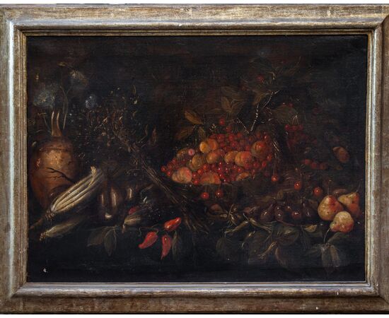 Coppia di grandi nature morte - Roma prima metà del '600 - Olio su tela