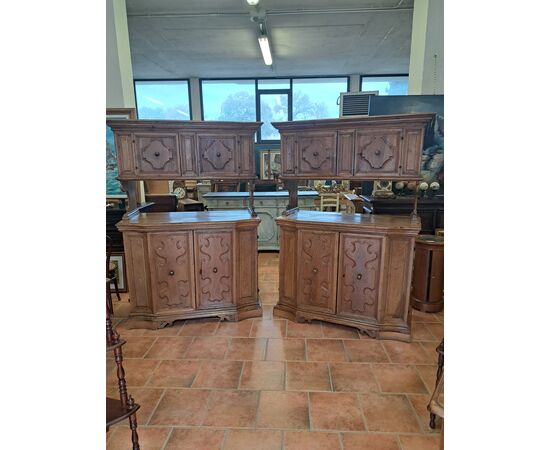 Pair of 17th-century sacristy cabinets in threaded walnut