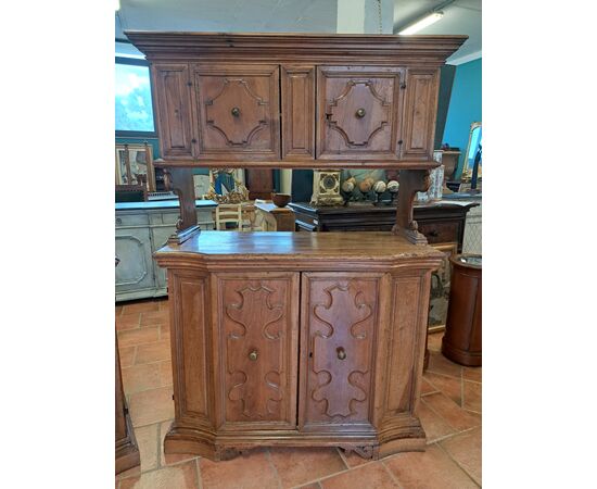 Pair of 17th-century sacristy cabinets in threaded walnut