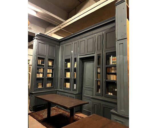 ARM258 - Mobile libreria laccato, epoca '800, misura metri lineari 4,10 x H 3,60 x P 1,60