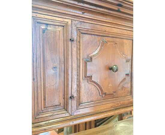 Pair of 17th-century sacristy cabinets in threaded walnut