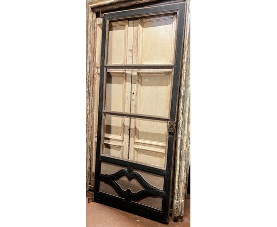 PTL720 - Lacquered glass door, double-sided, 19th century, opening cm W 90 x H 214