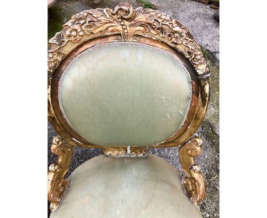 3 poltrone dorate metà ottocento