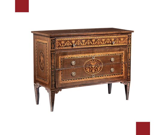 Neoclassical inlaid chest of drawers from the late 18th century