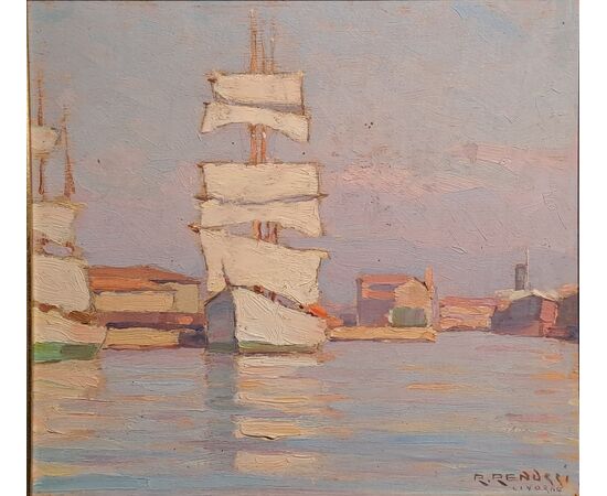 SAILING SHIPS IN PORT - RENUCCIO RENUCCI (1880 - 1947)