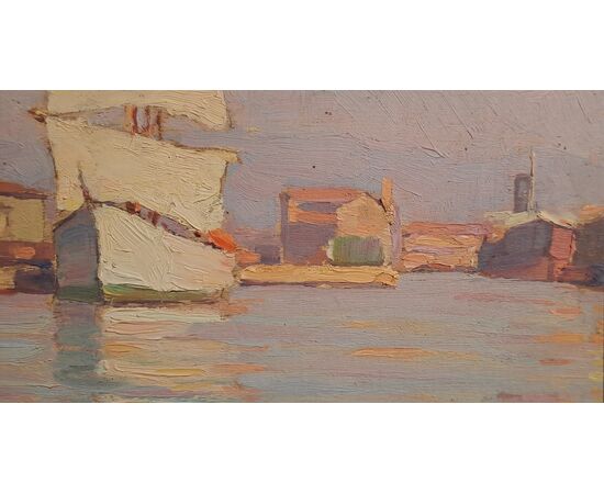 SAILING SHIPS IN PORT - RENUCCIO RENUCCI (1880 - 1947)