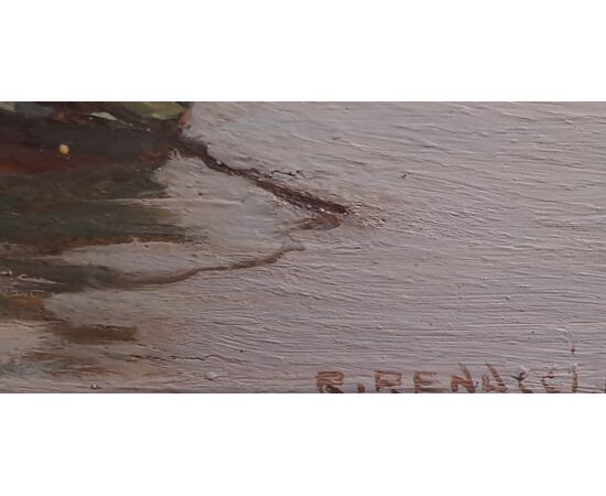 MARINA CON VELIERO - RENUCCIO RENUCCI (LIVORNO 1880 - 1947)